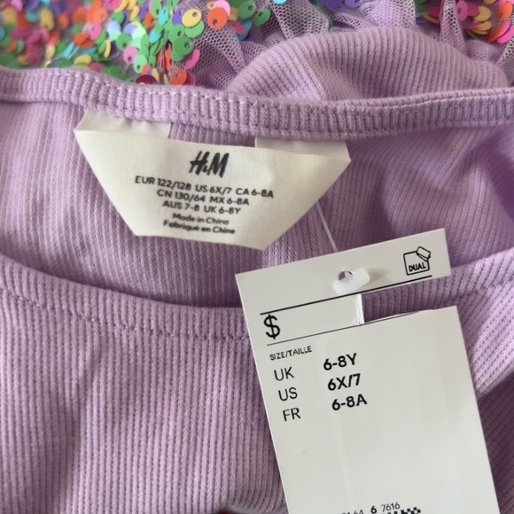 H&M Girl’s Purple Long Sleeve Sequined Dress - Picture 4 of 5